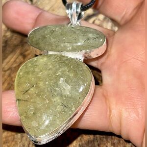 Large Moss Prehnite Pendant 2 7/8”